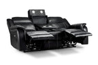 Galaxy Tech Power Reclining 3 Seater Sofa Black Leather