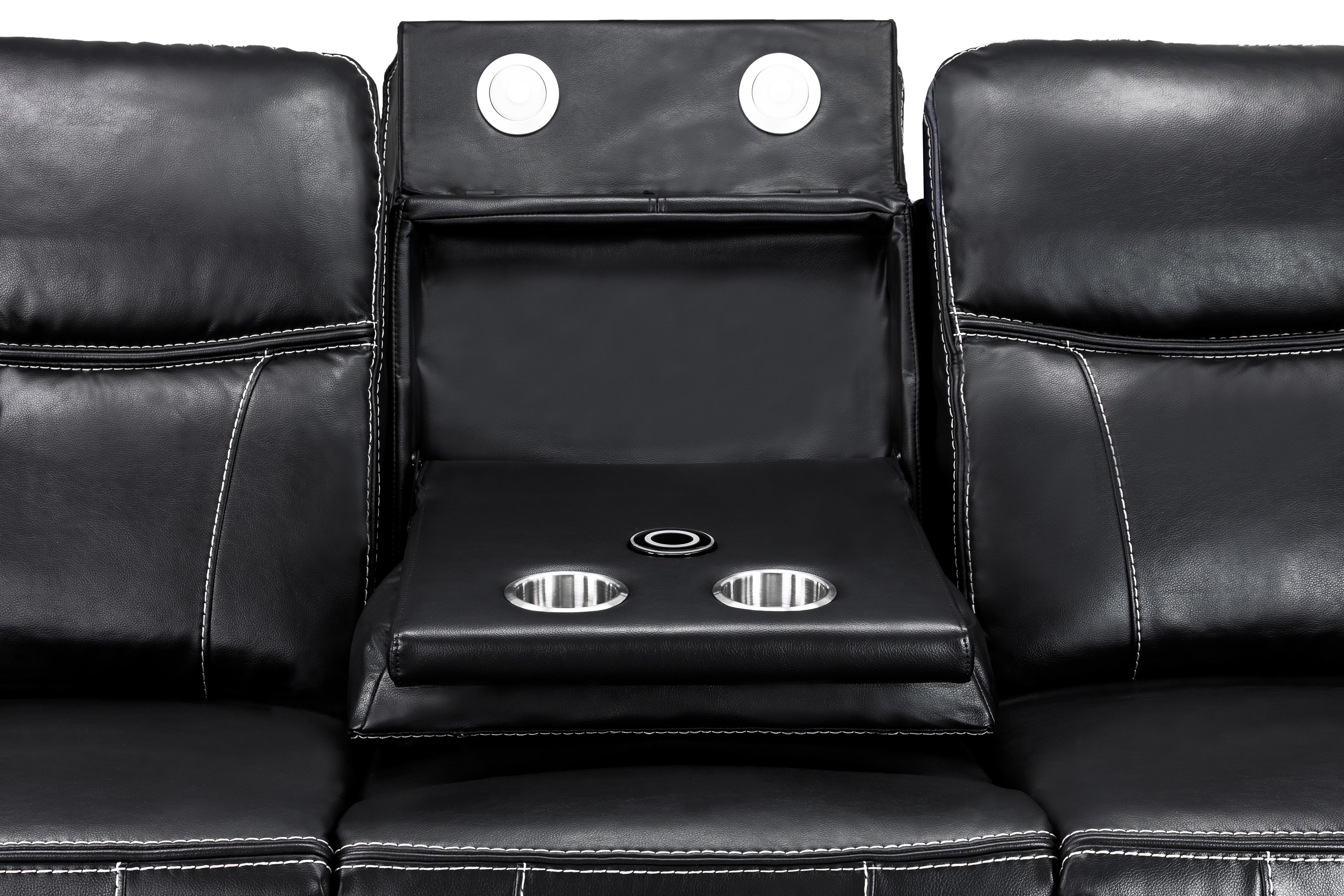 Galaxy Tech Power Reclining 3 Seater Sofa Black Leather