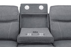 Galaxy Tech Recliner Fabric Grey 3 Seater Sofa