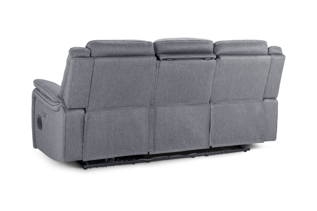 Galaxy Tech Recliner Fabric Grey 3 Seater Sofa
