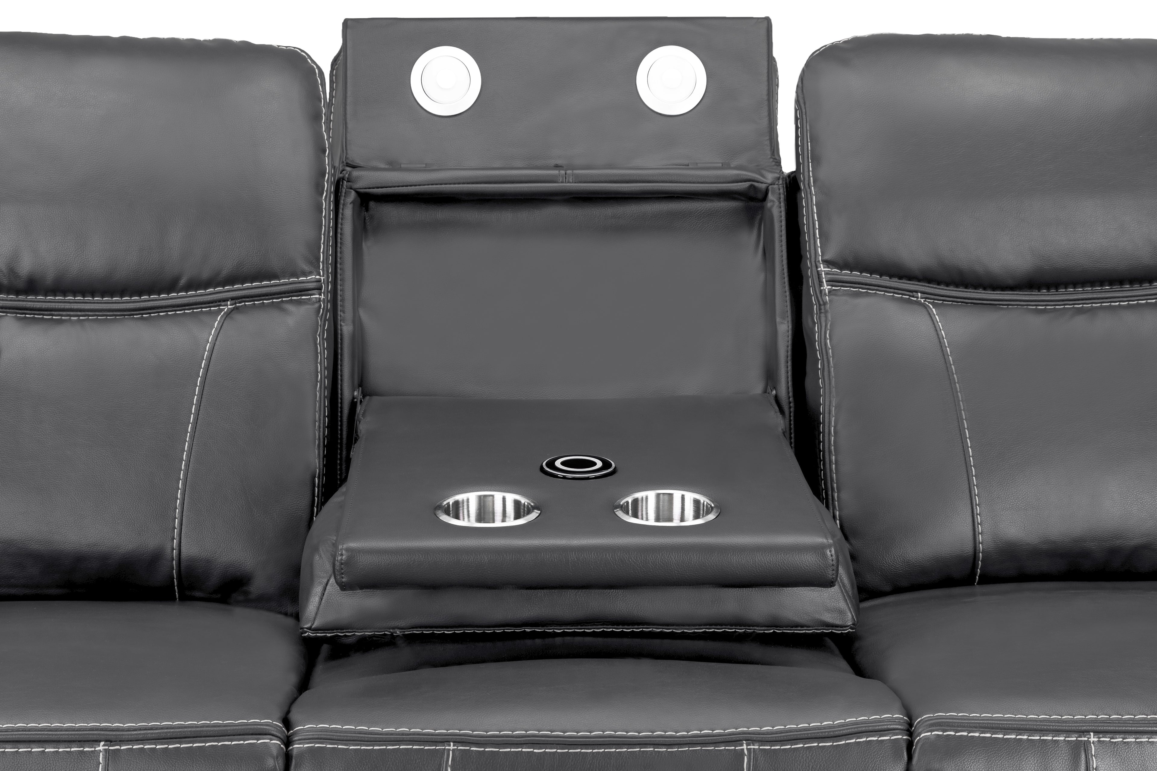 Galaxy Tech Power Reclining 3 Seater Sofa Grey Leather