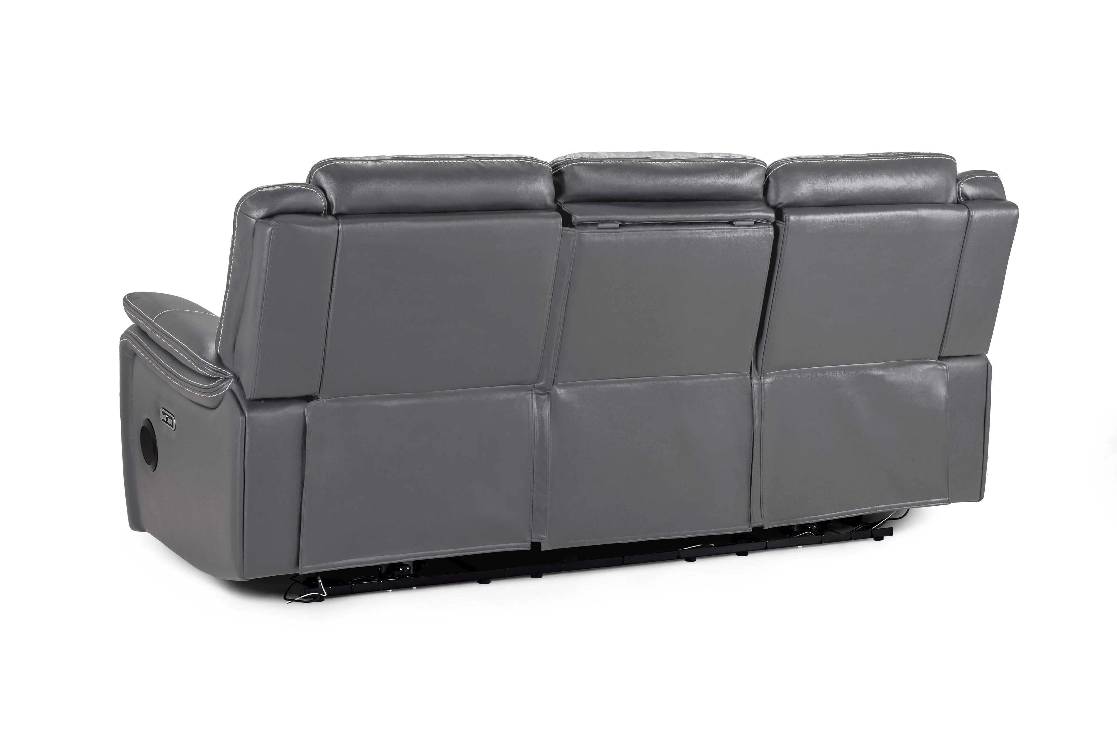 Galaxy Tech Power Reclining 3 Seater Sofa Grey Leather