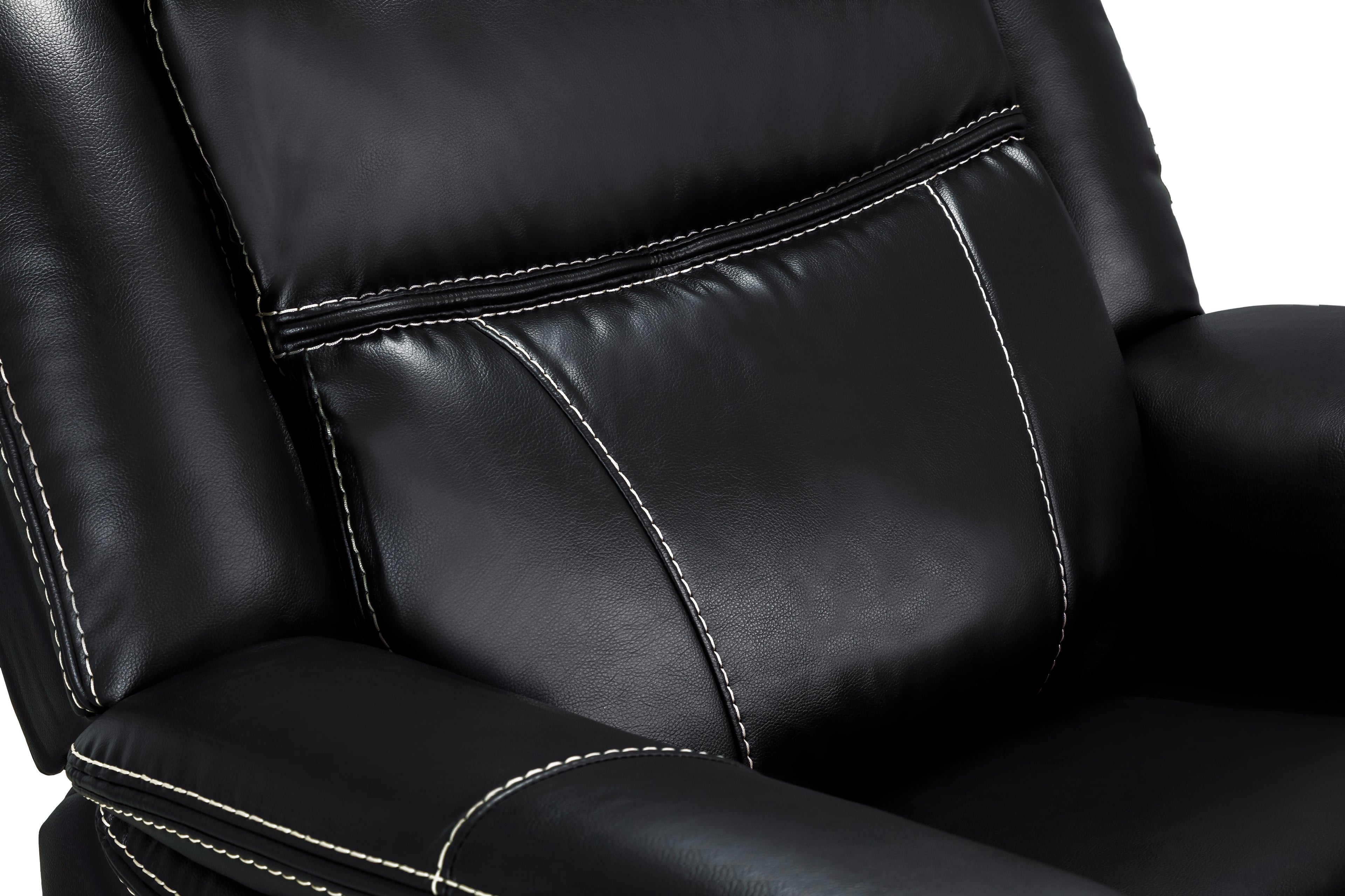Galaxy Tech Power Reclining 3 Seater Sofa Black Leather