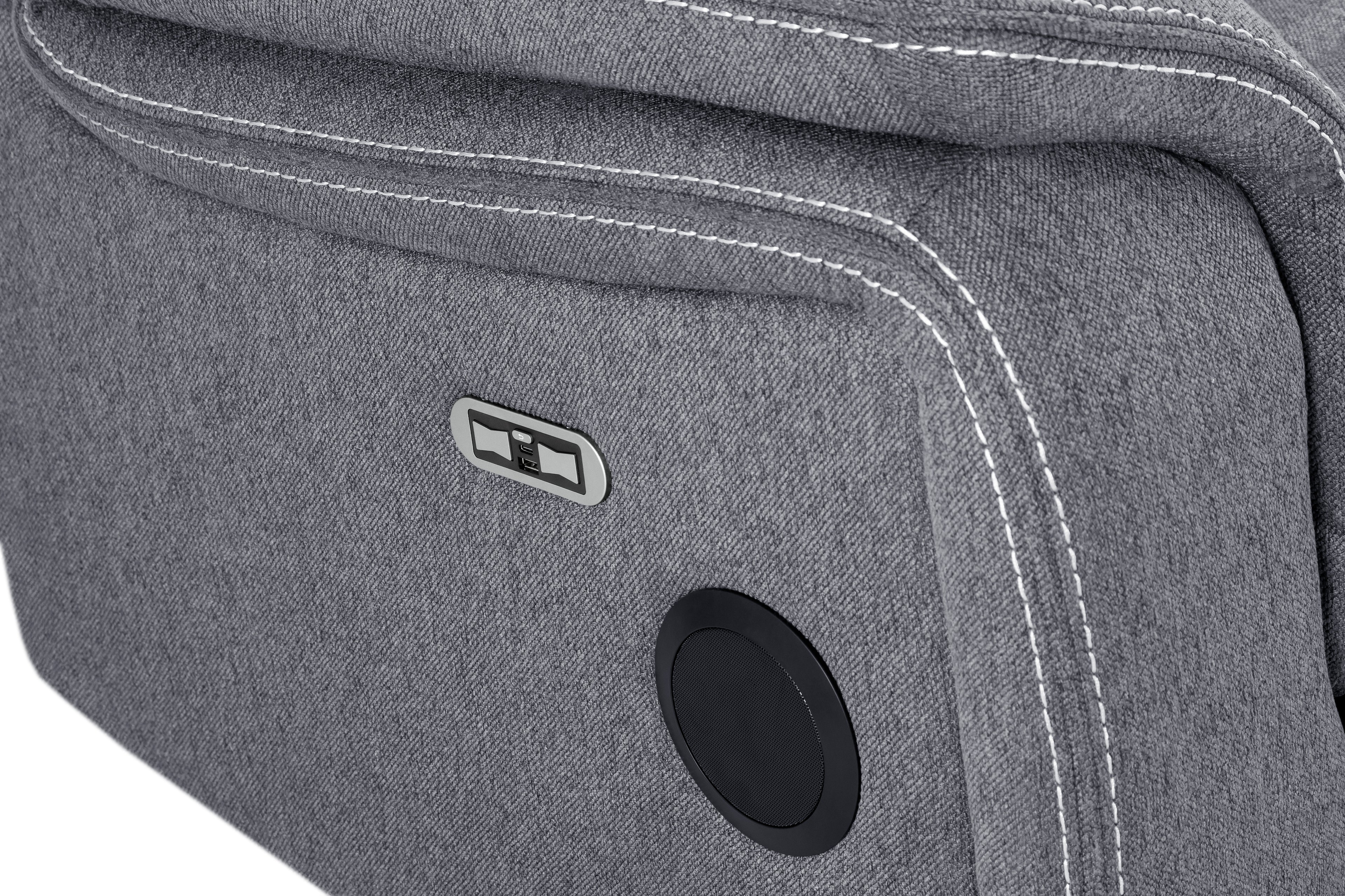 Galaxy Tech Recliner Fabric Grey 3 Seater Sofa