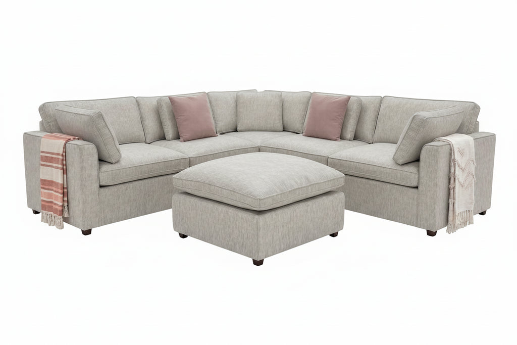 Santorini Sofa Grey Large Corner Sofa with Footstool