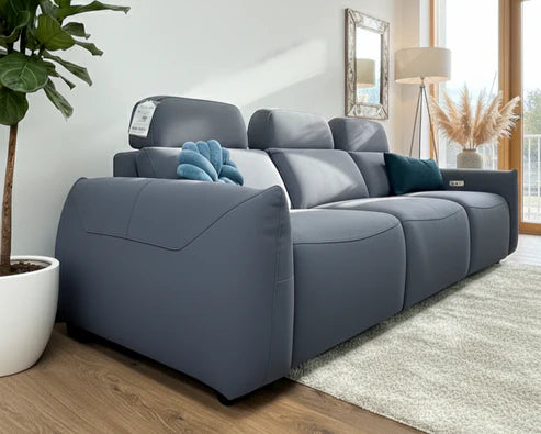 Primrose 3 Seater Electric Recliner Grey Fabric
