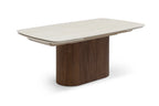 Ginevra Dining Table Walnut & Italian White Travertine