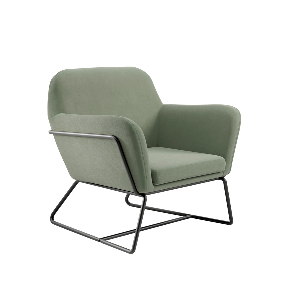 CHARLES ARMCHAIR SAGE VELVET / MATTE BLACK