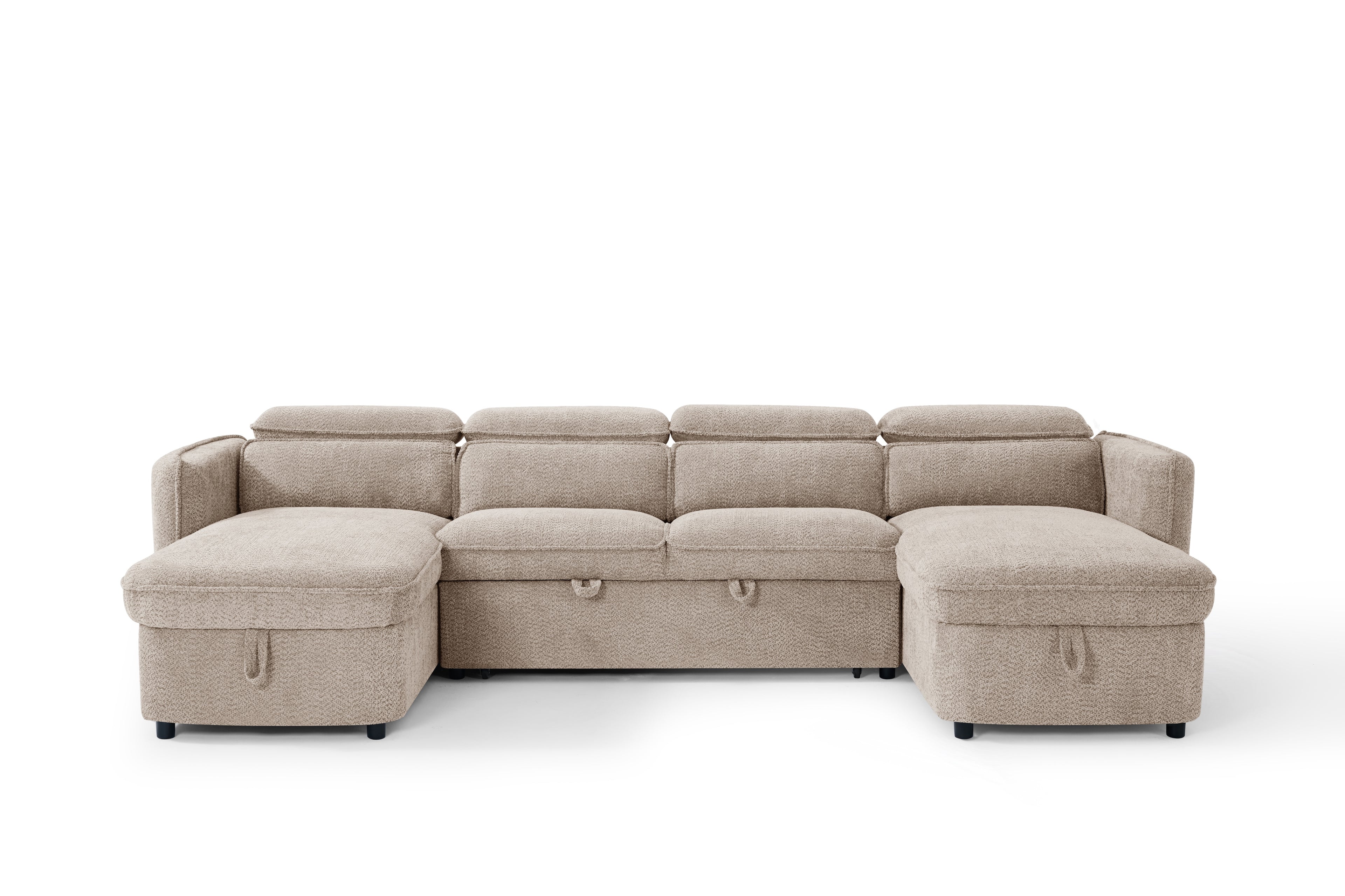 Capri Sofabed U shape Corner Sofa Bed Beige With Adjustable Headrests Morgan | Malvern | Somerford | Calix | Euphoria | Plush Style