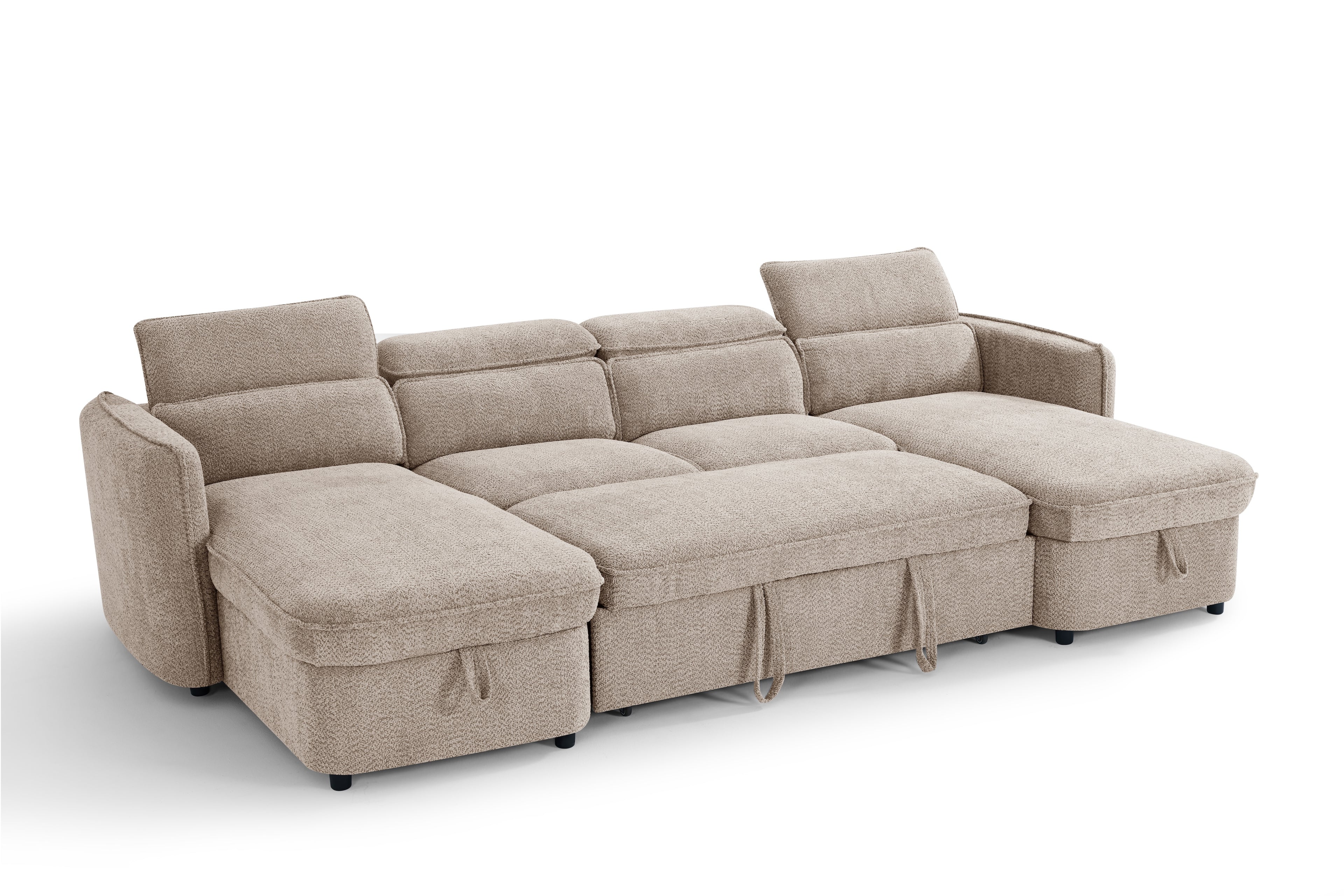 Capri Sofabed U shape Corner Sofa Bed Beige With Adjustable Headrests Morgan | Malvern | Somerford | Calix | Euphoria | Plush Style