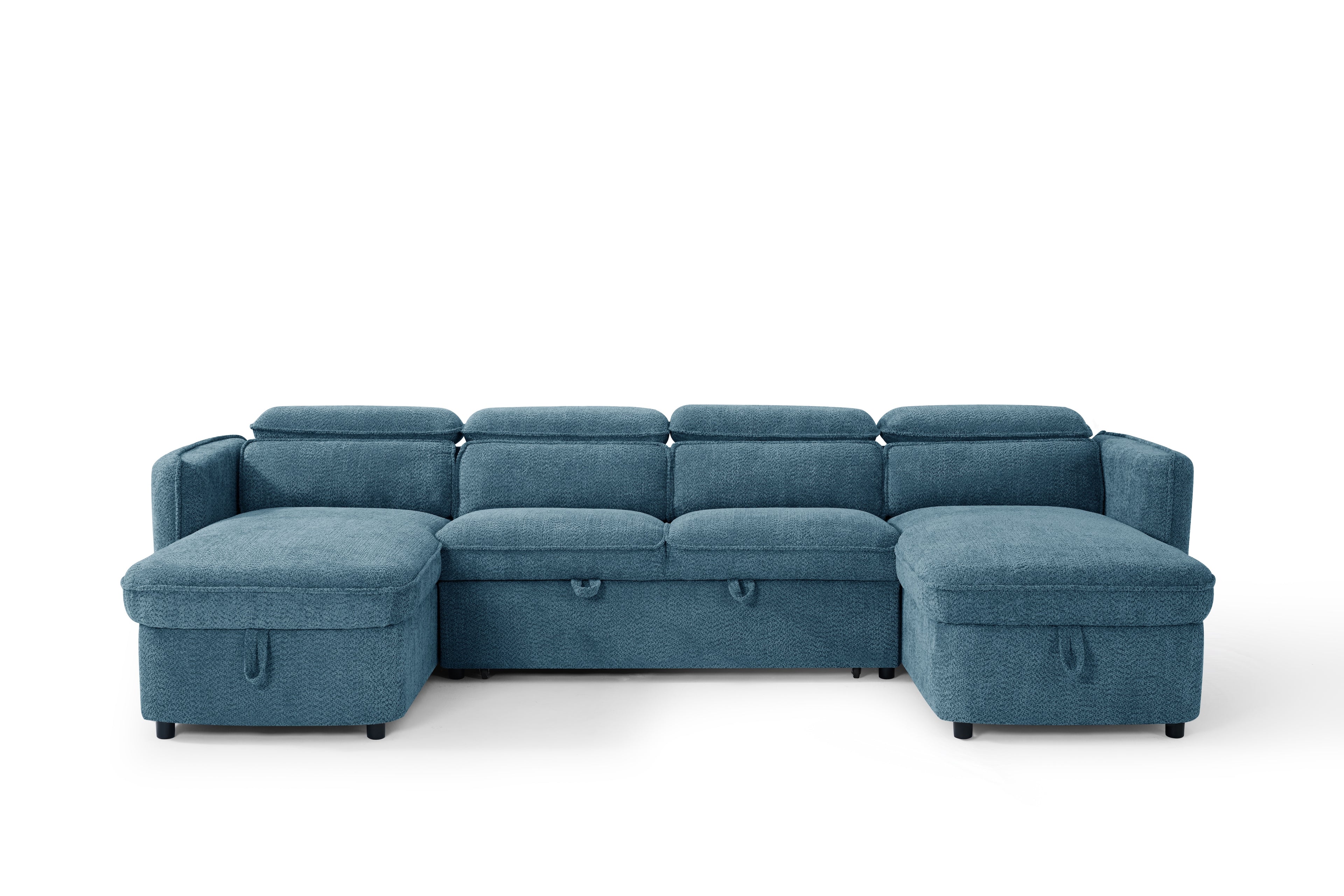 Capri Sofabed U shape Corner Sofa Bed Blue With Adjustable Headrests Morgan | Malvern | Somerford | Calix | Euphoria | Plush Style