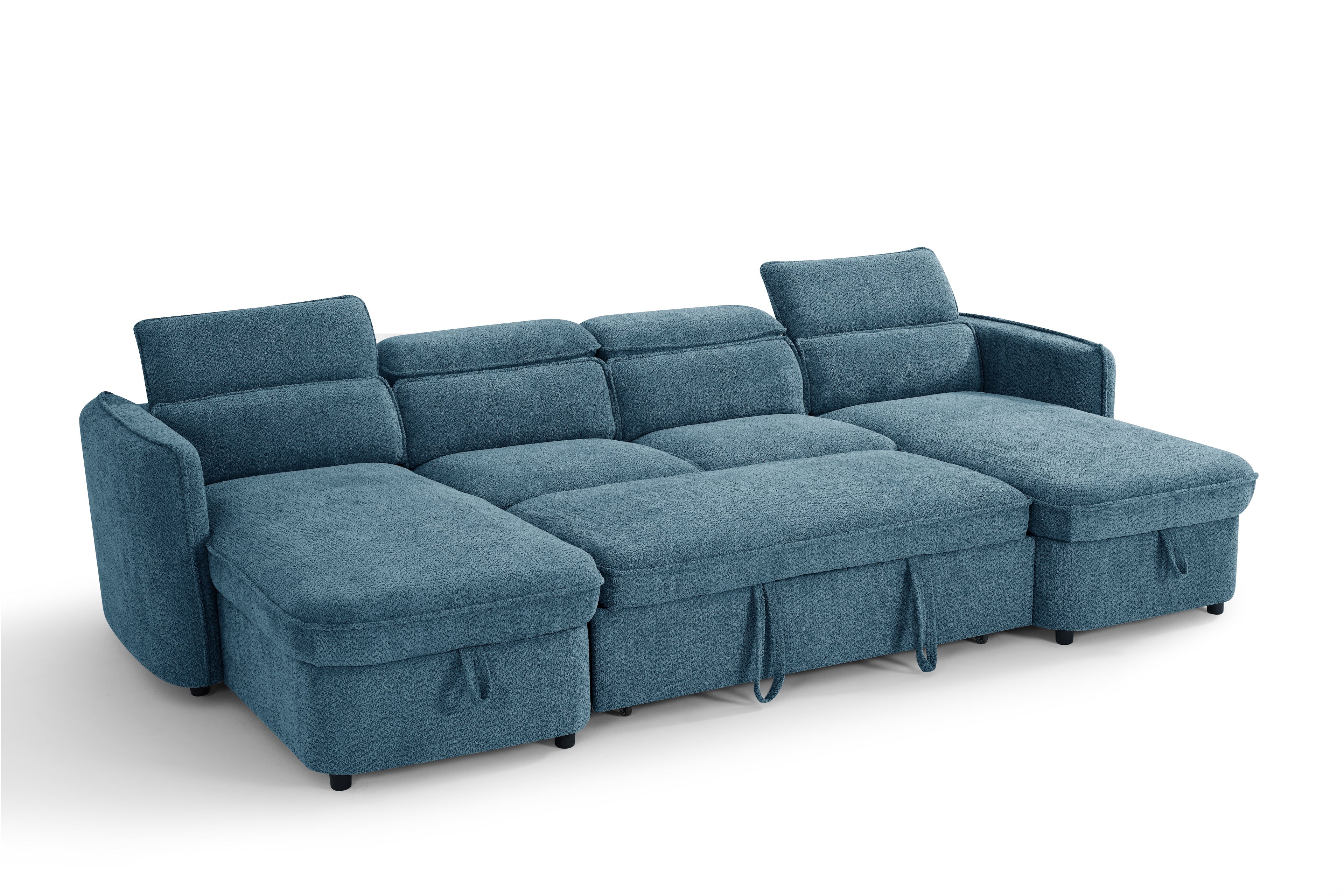 Capri Sofabed U shape Corner Sofa Bed Blue With Adjustable Headrests Morgan | Malvern | Somerford | Calix | Euphoria | Plush Style
