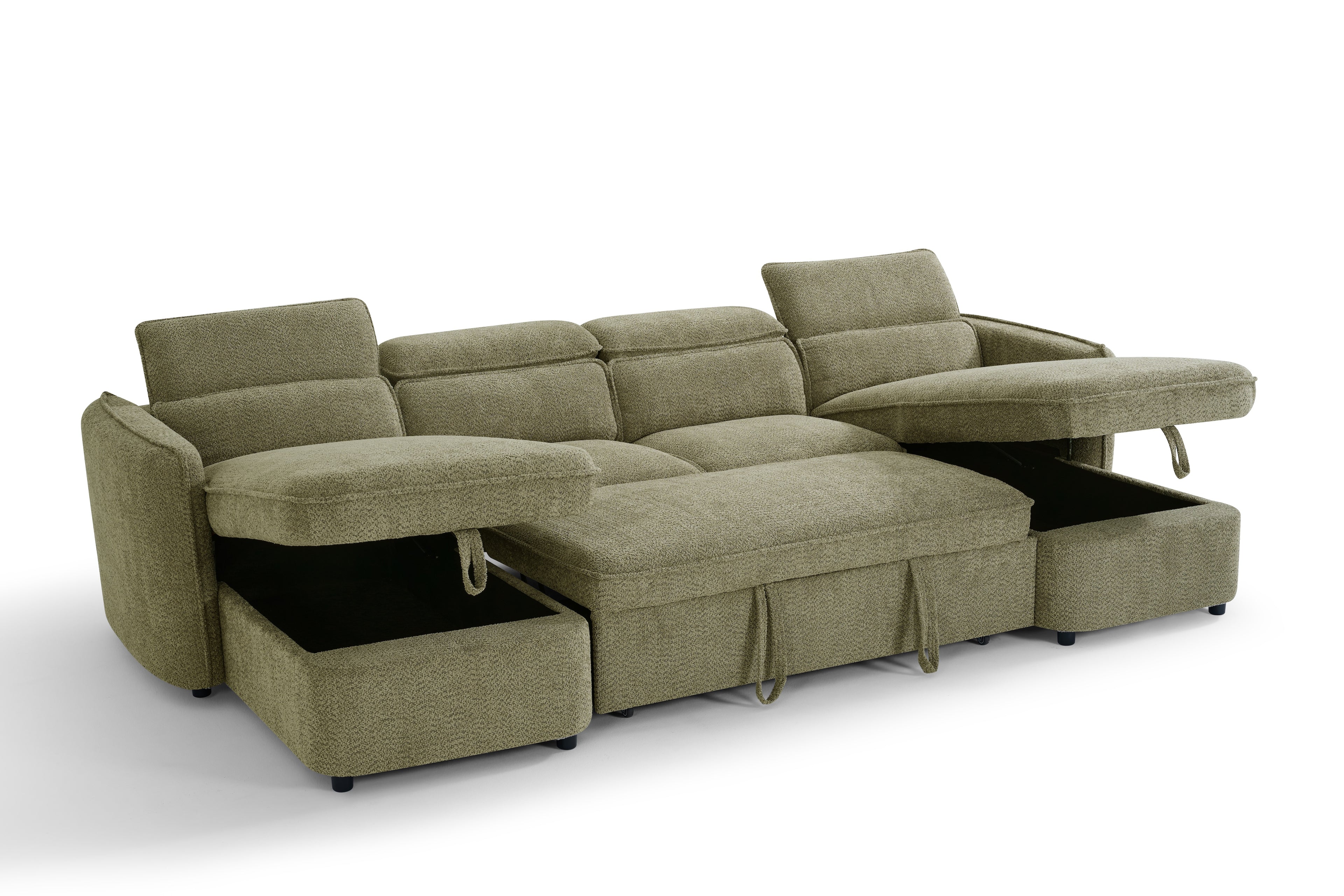 Capri Sofabed U shape Corner Sofa Bed Green With Adjustable Headrests Morgan | Malvern | Somerford | Calix | Euphoria | Plush Style