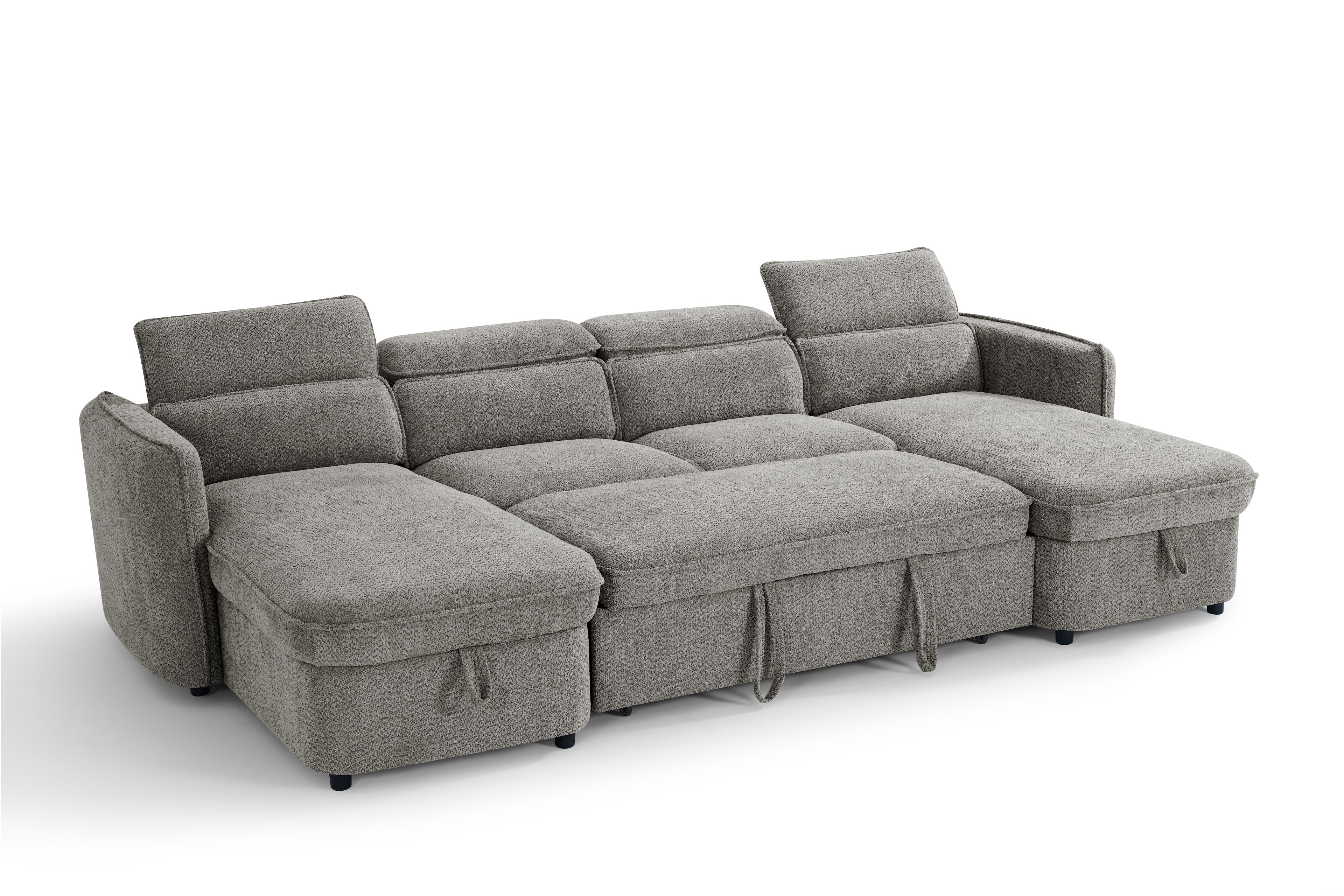 Capri Sofabed U shape Corner Sofa Bed Grey With Adjustable Headrests Morgan | Malvern | Somerford | Calix | Euphoria | Plush Style