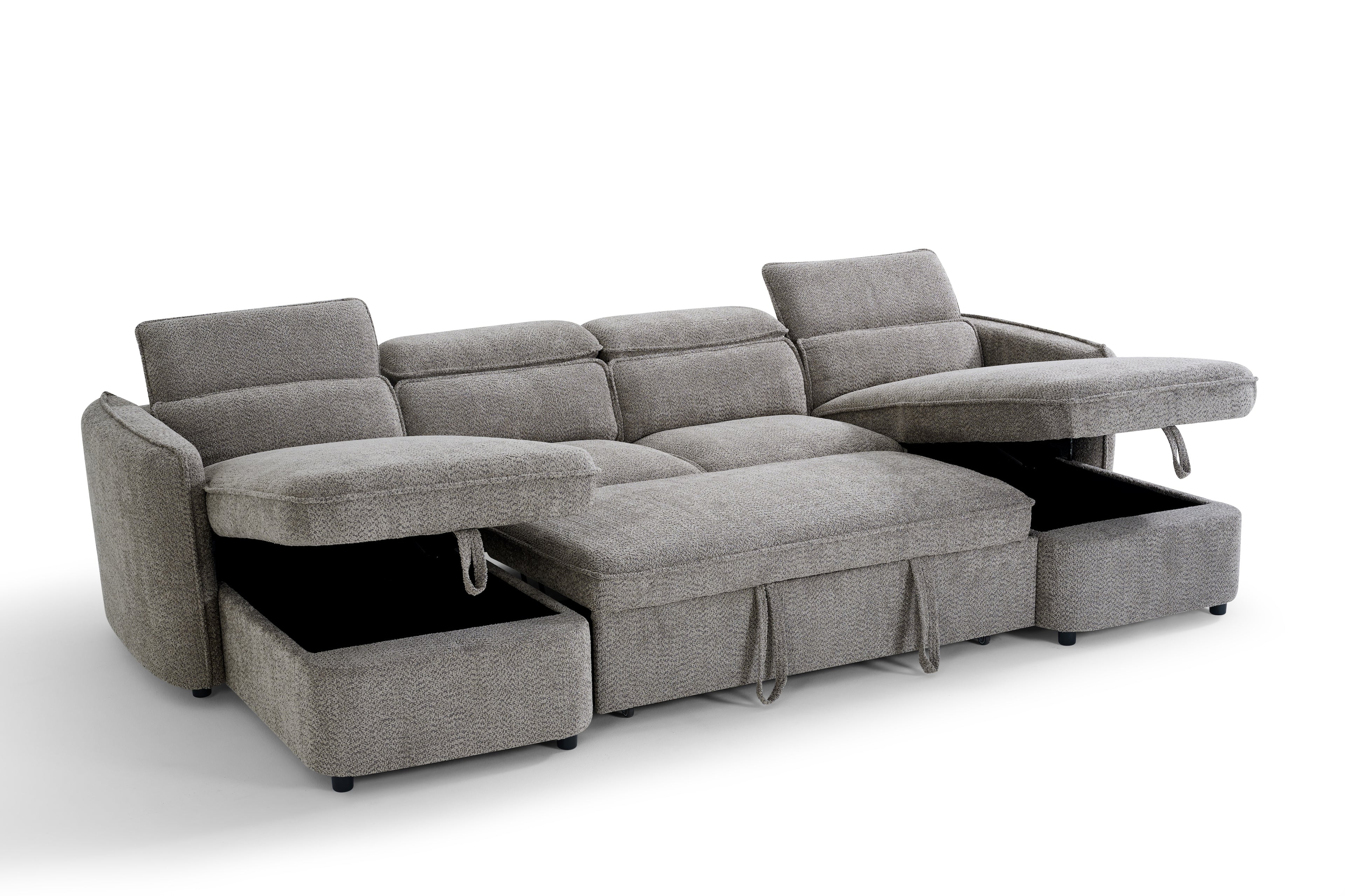 Capri Sofabed U shape Corner Sofa Bed Grey With Adjustable Headrests Morgan | Malvern | Somerford | Calix | Euphoria | Plush Style