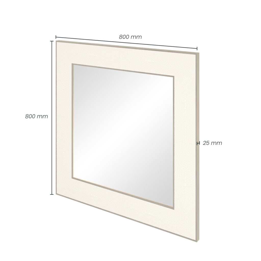 Raphia Mirror Small Square Ivory Shagreen