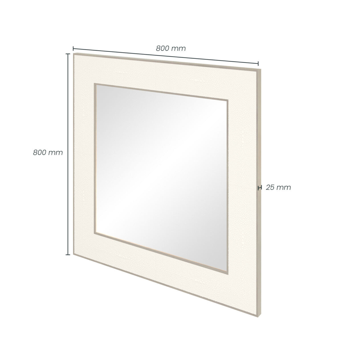 Raphia Mirror Small Square Ivory Shagreen