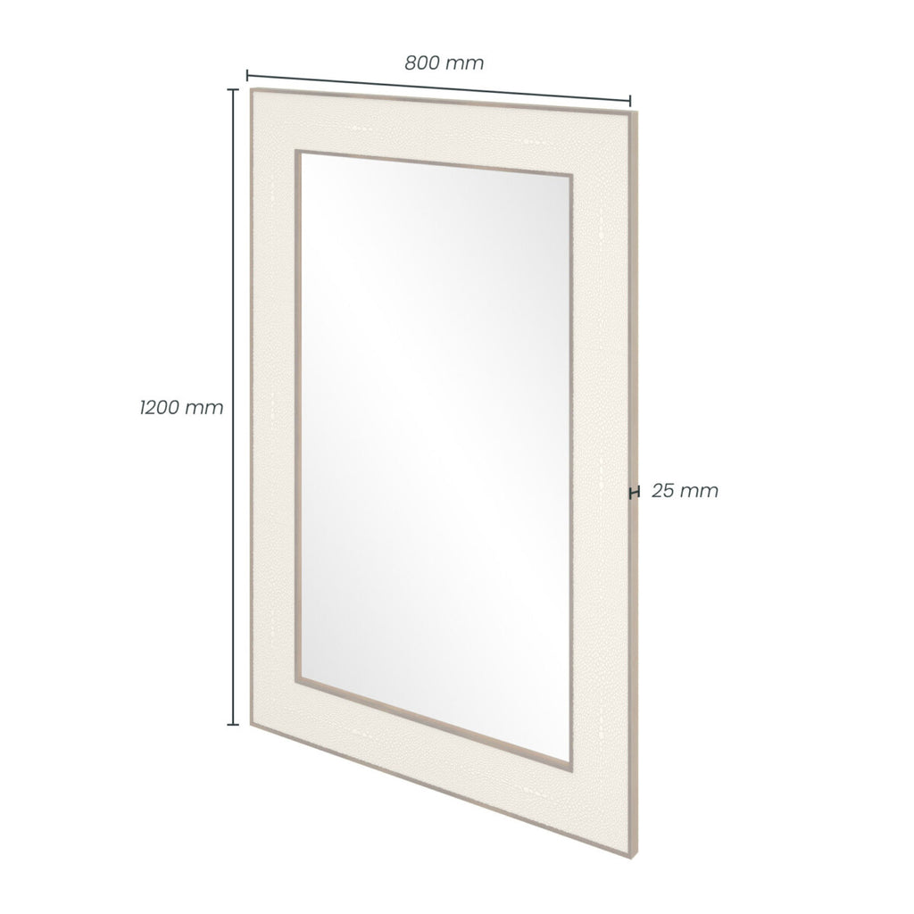 Raphia Mirror Small Rectangular Ivory Shagreen