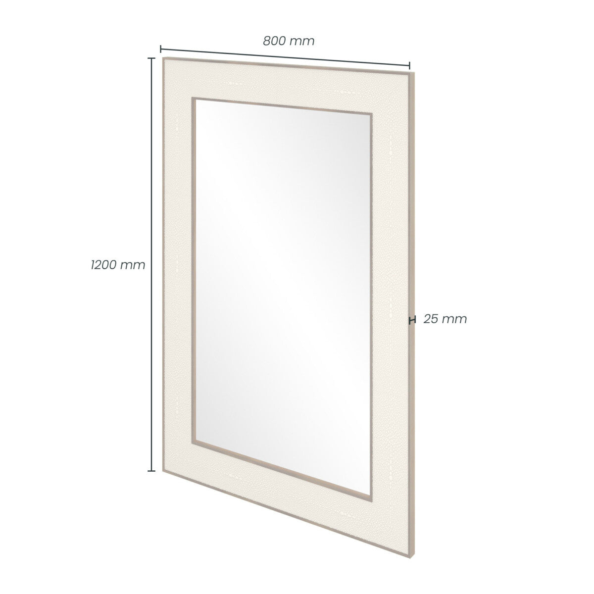 Raphia Mirror Small Rectangular Ivory Shagreen