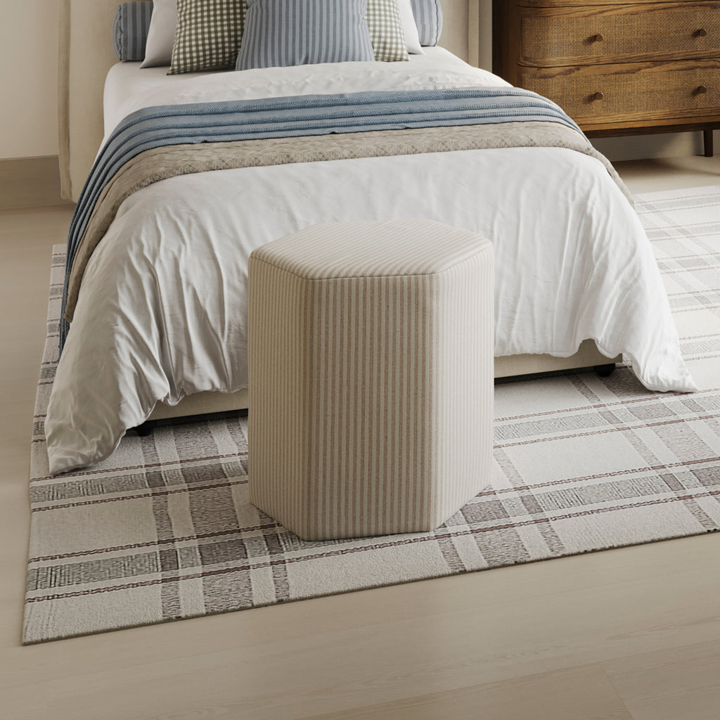 HARBOUR BEIGE THIN STRIPE STOOL