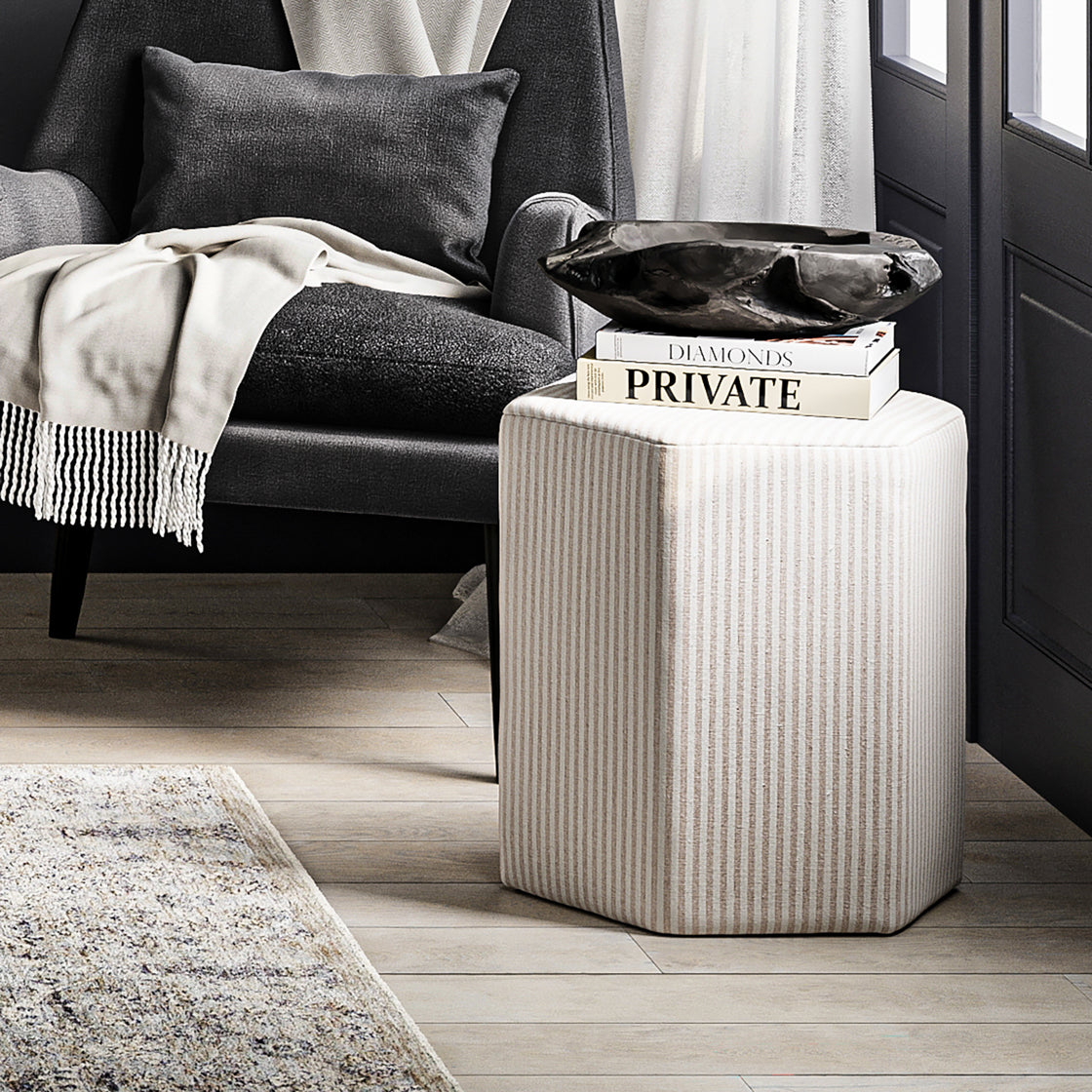 HARBOUR BEIGE THIN STRIPE STOOL