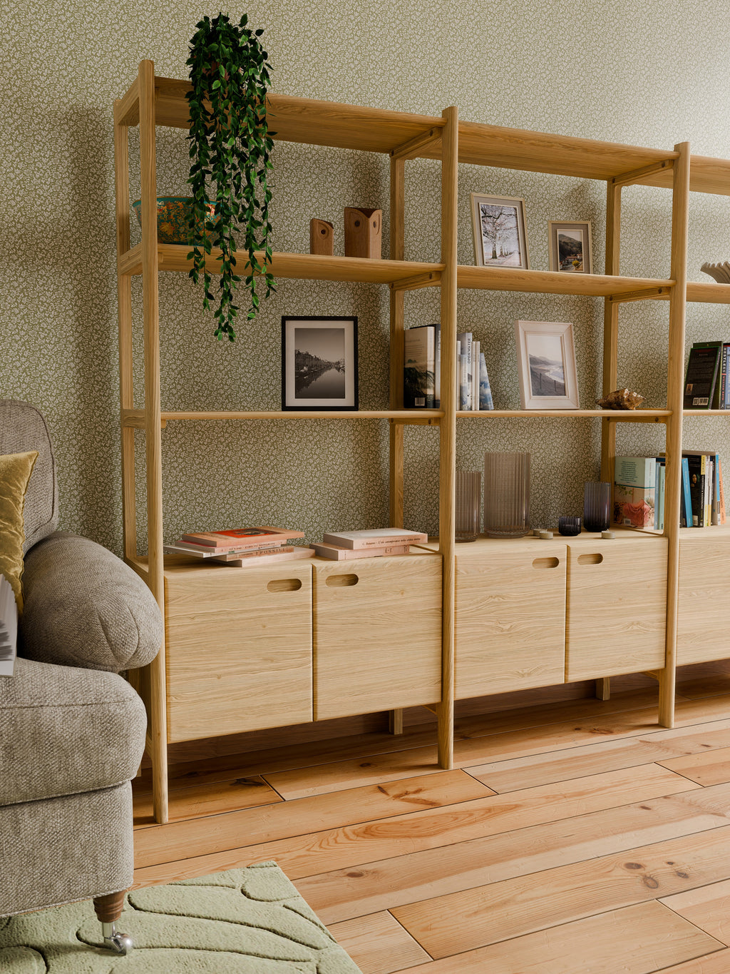 Hazlemere Oak 2 Door Single Bookcase Extension