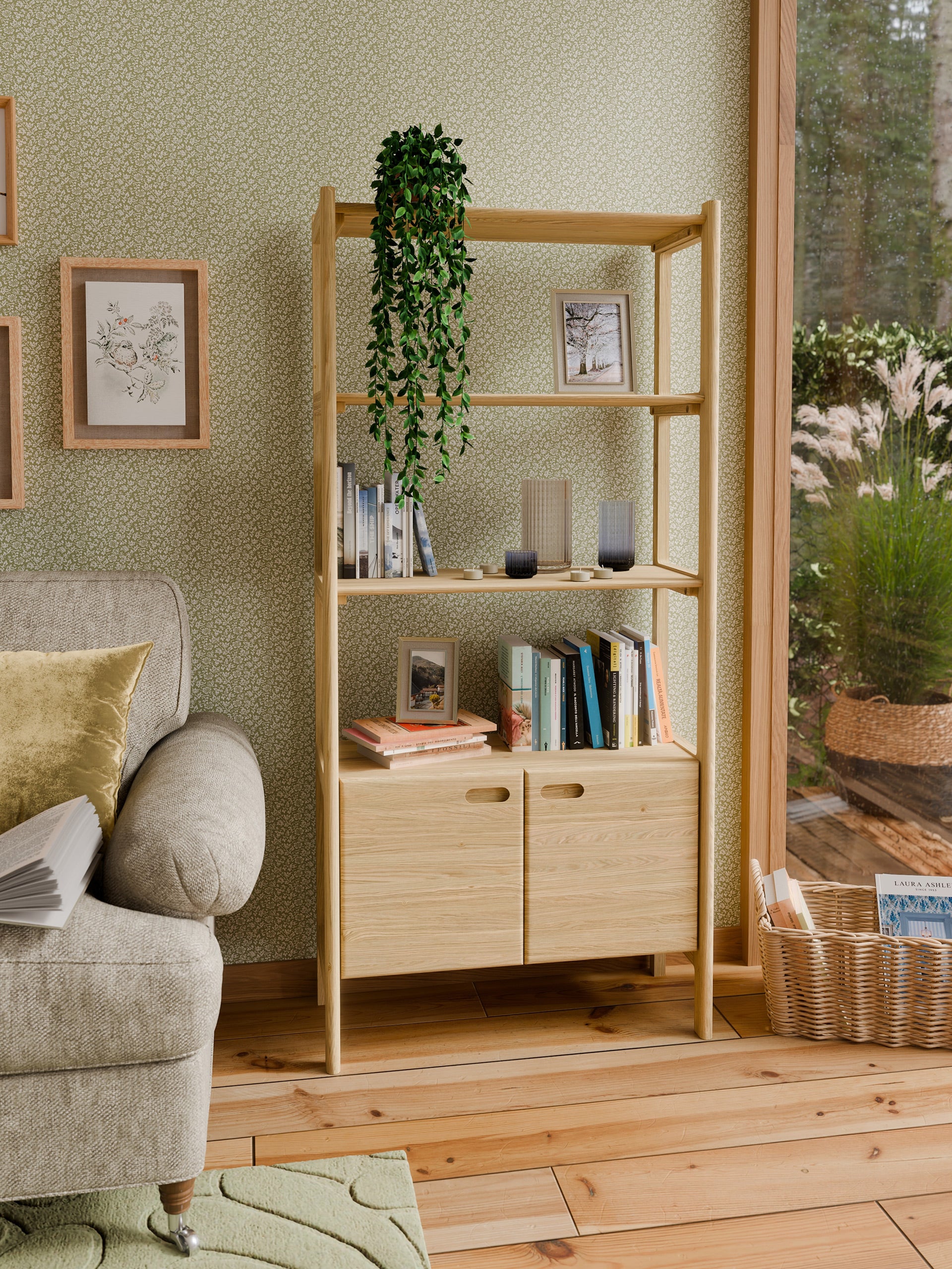 Hazlemere Oak 2 Door Single Bookcase