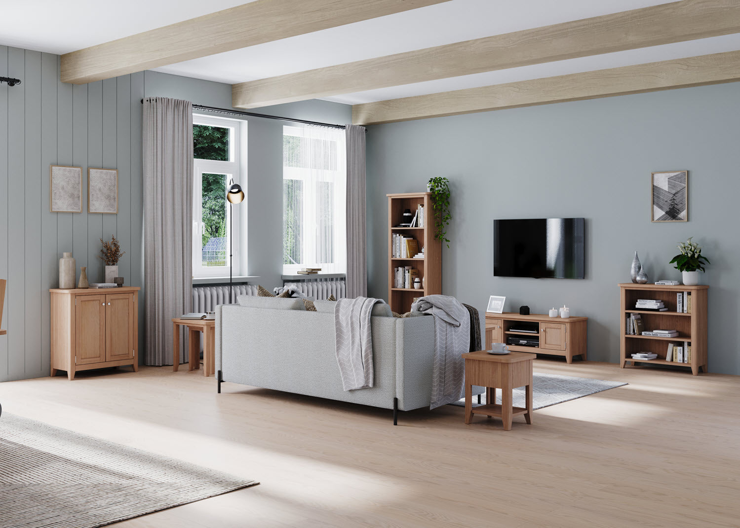 Lynar Natual Oak 2 Door 3 Drawer Sideboard