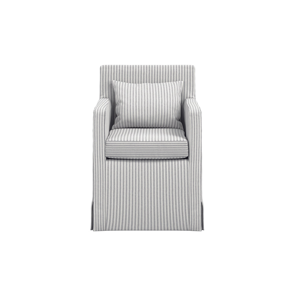 HETTIE GREY THIN STRIPE DINING CHAIR