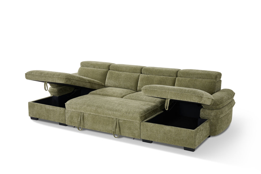 Hudson Sofabed Green U Shape Corner