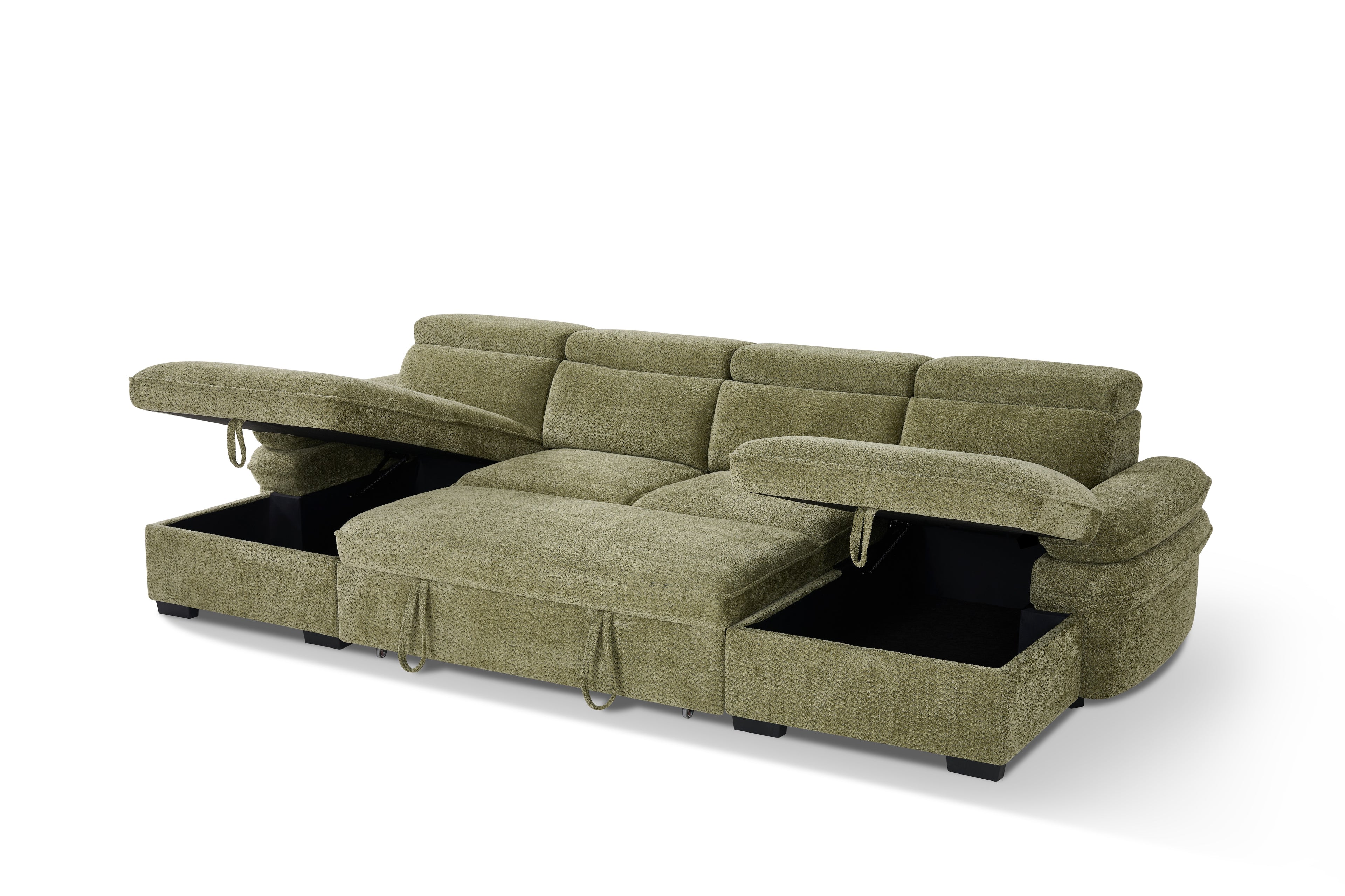 Hudson Sofabed Green U Shape Corner