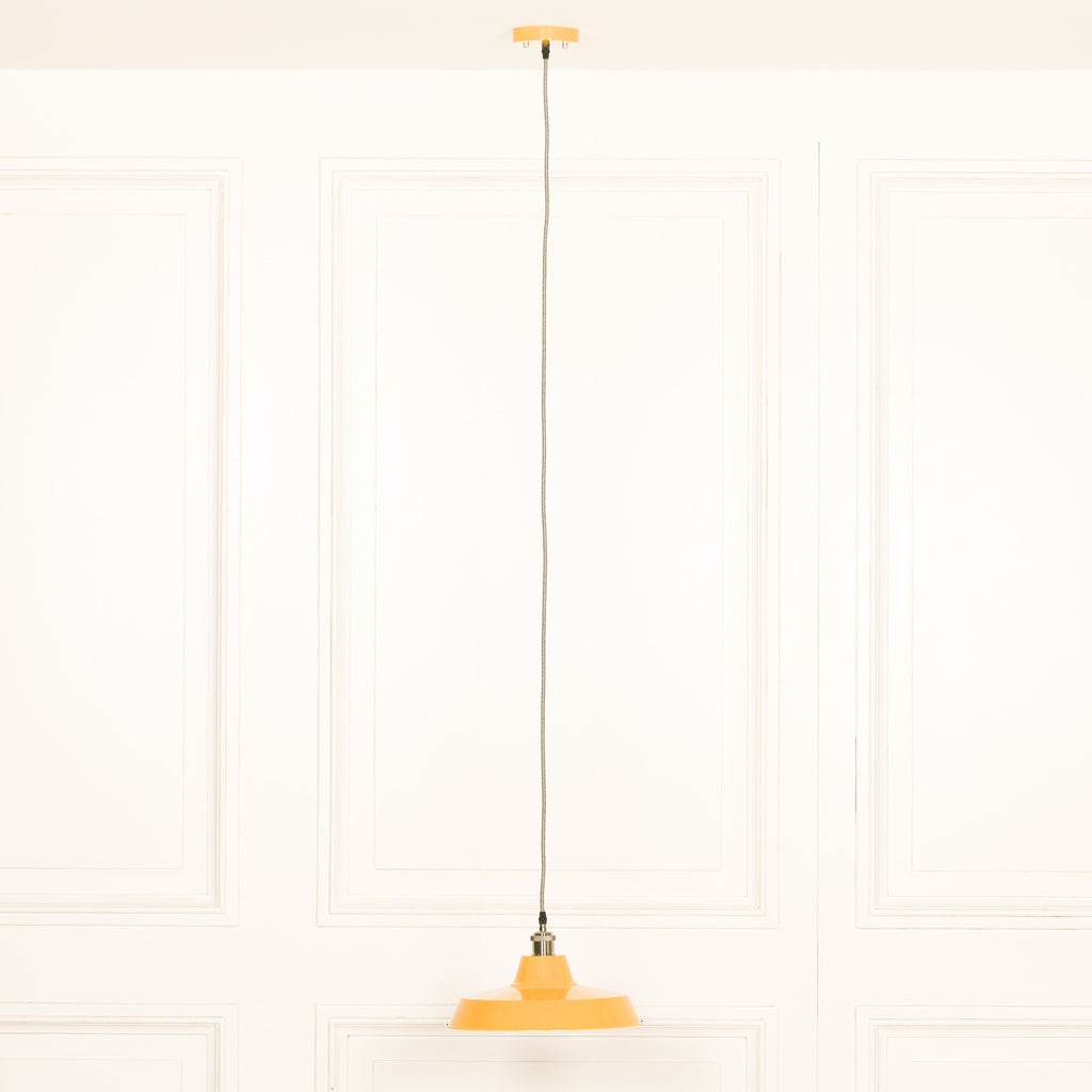Factory Style Mustard Yellow Enamel Painted 36cm Pendant Light