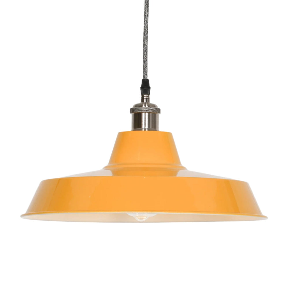 Factory Style Mustard Yellow Enamel Painted 36cm Pendant Light