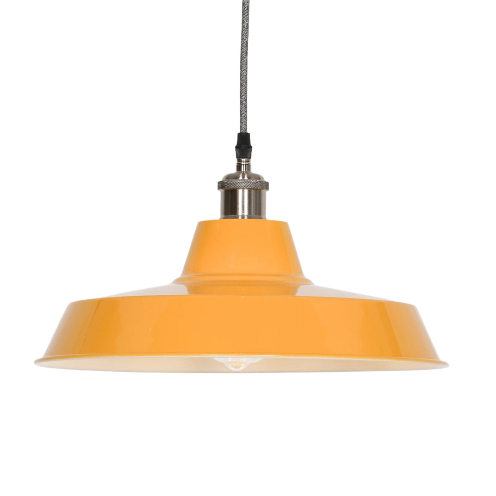 Factory Style Mustard Yellow Enamel Painted 36cm Pendant Light