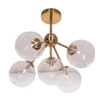 Gold Satin Deco 5 Arm Sputnik Glass Ball Ceiling Light