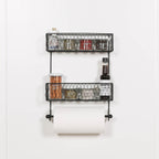 Black Wall Spice Rack with Kitchen Roll Holder