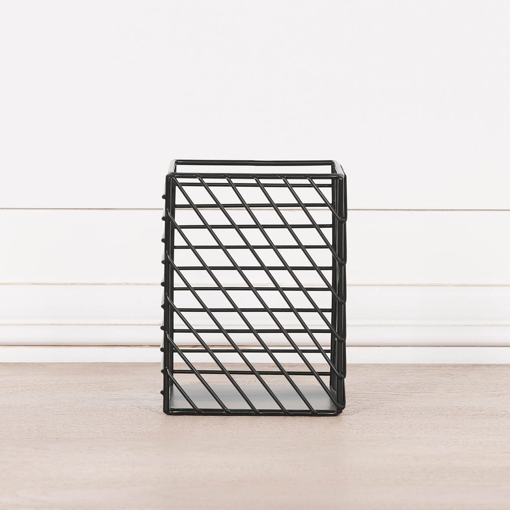 Black Painted Square Metal Storage Basket
