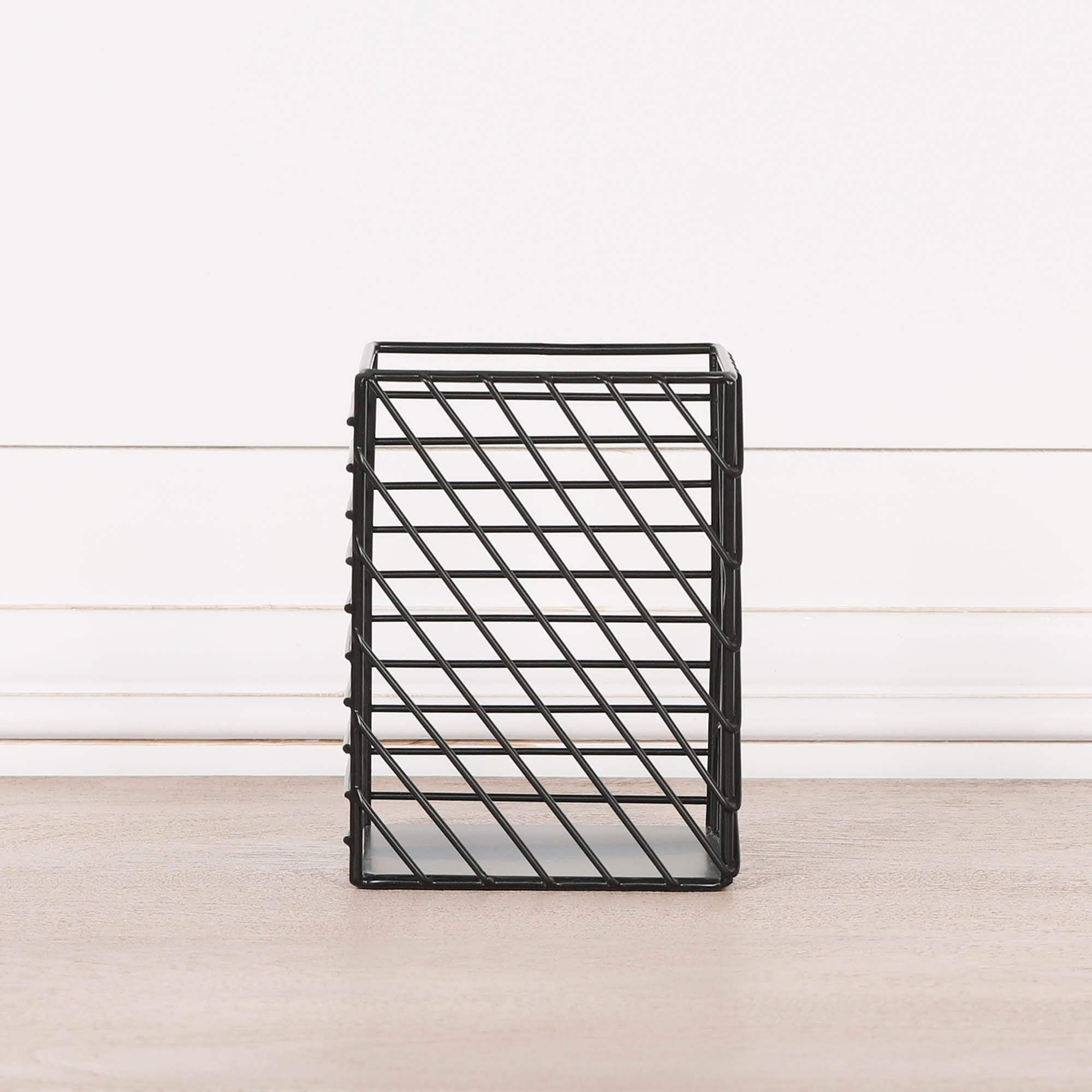 Black Painted Square Metal Storage Basket
