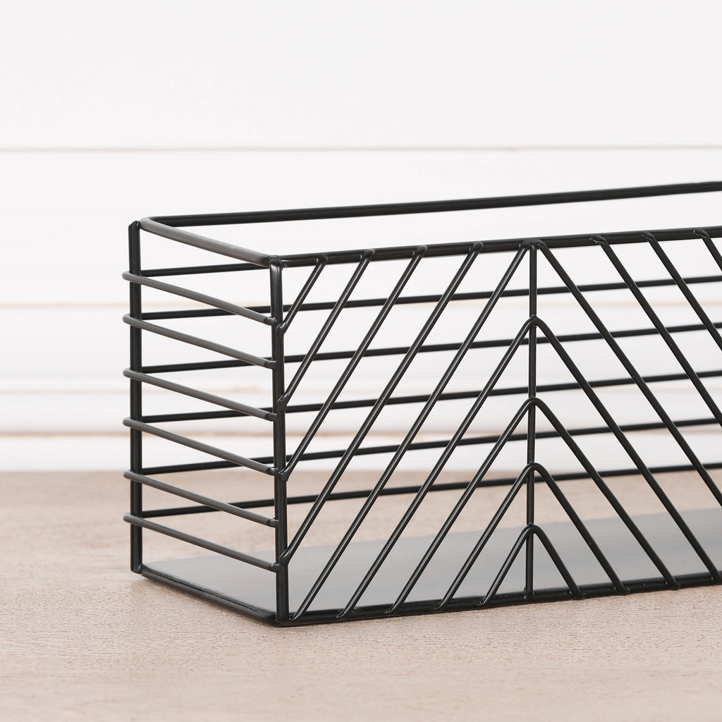 Black Painted Rectangular Metal Storage Basket