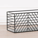 Black Painted Rectangular Metal Storage Basket