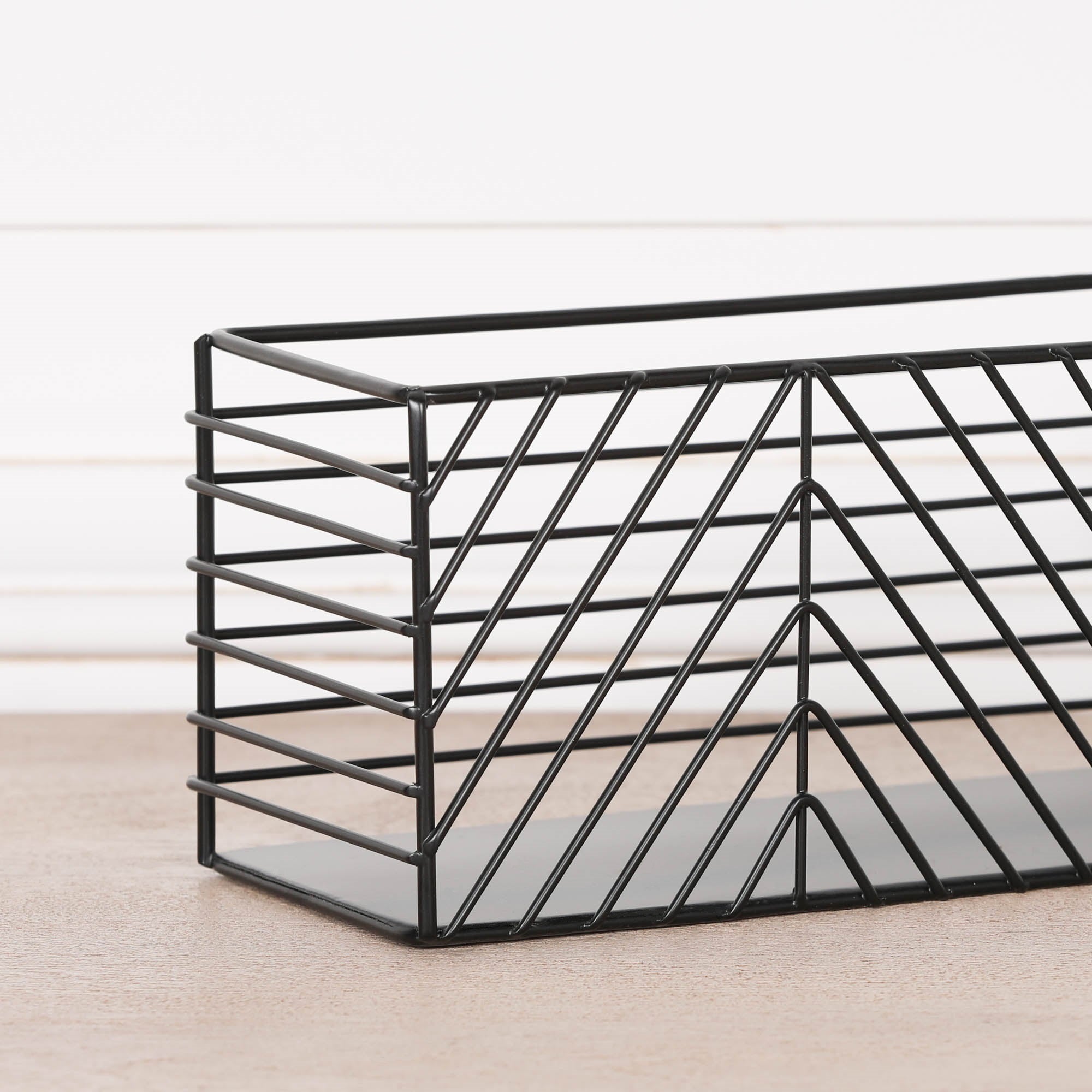 Black Painted Rectangular Metal Storage Basket