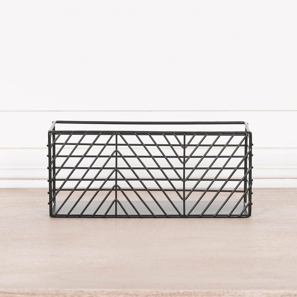 Black Painted Rectangular Metal Storage Basket