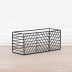 Black Painted Rectangular Metal Storage Basket