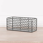 Black Painted Rectangular Metal Storage Basket
