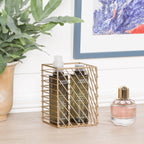 Gold Painted Square Metal Storage Basket