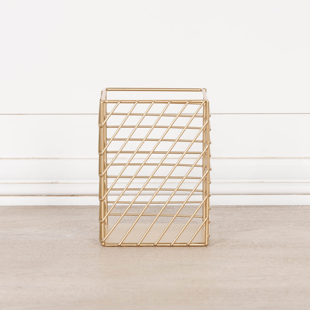 Gold Painted Square Metal Storage Basket