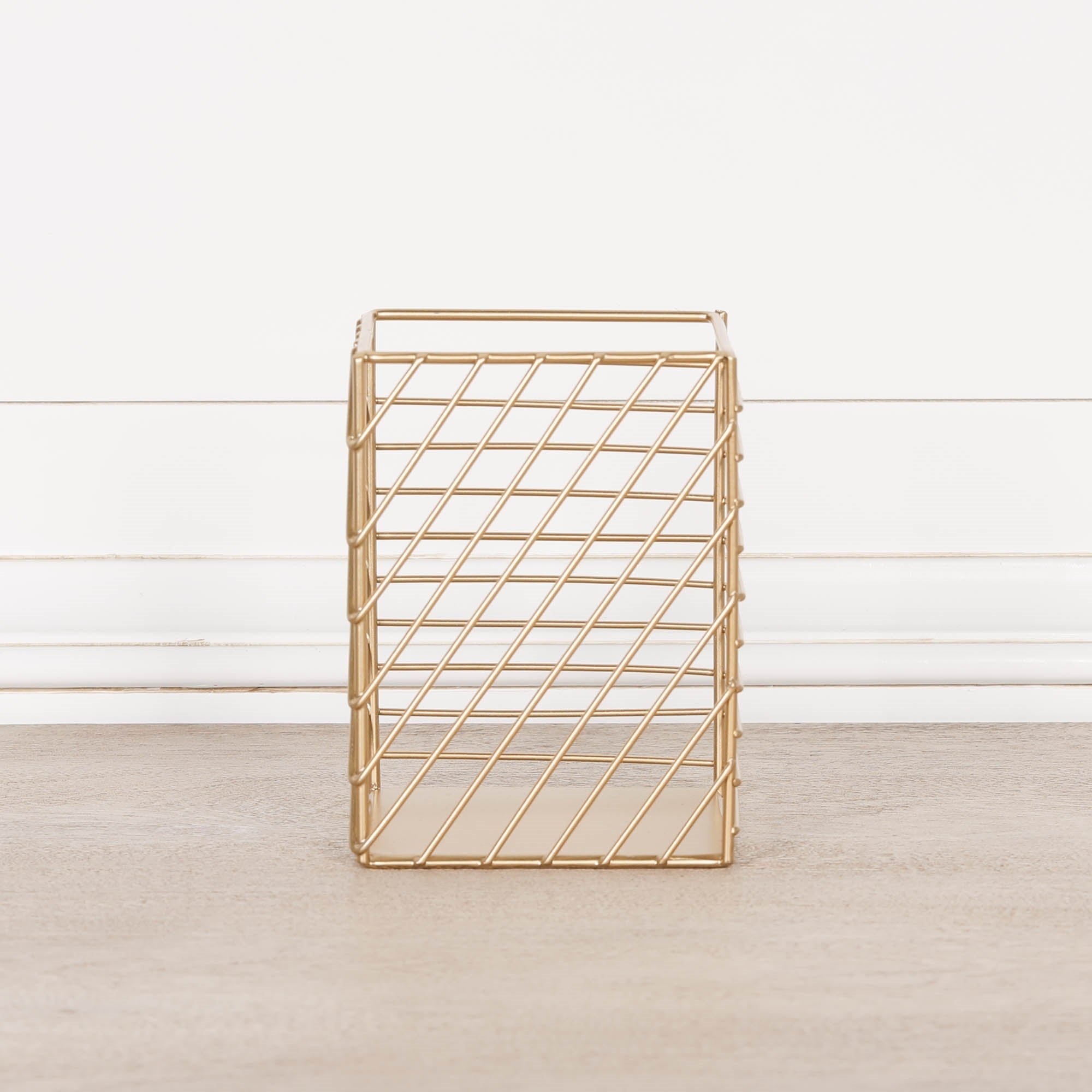 Gold Painted Square Metal Storage Basket