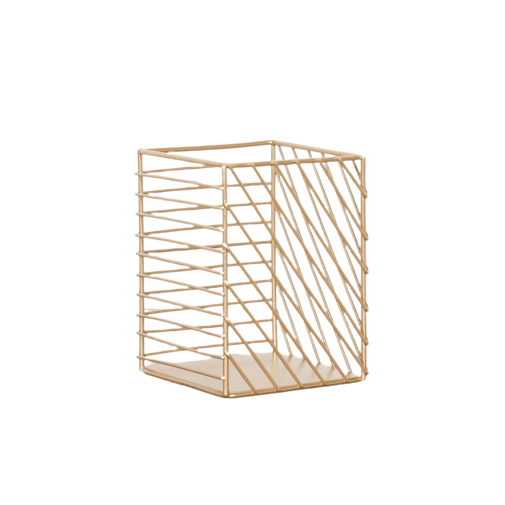 Gold Painted Square Metal Storage Basket