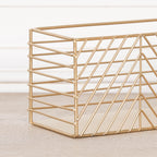 Gold Painted Rectangular Metal Storage Basket