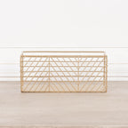 Gold Painted Rectangular Metal Storage Basket